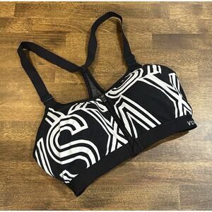 Victoria’s Secret black white size 32D zipper front padded sports bra